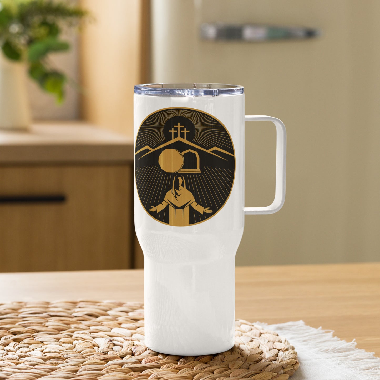 Risen Logo Travel Mug with a handle